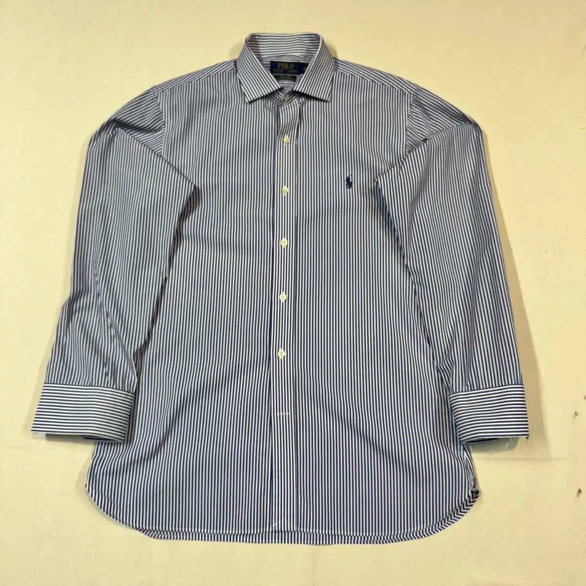 ポロ ラルフローレン イージーケア ブルー ストライプ ポプリン シャツ
