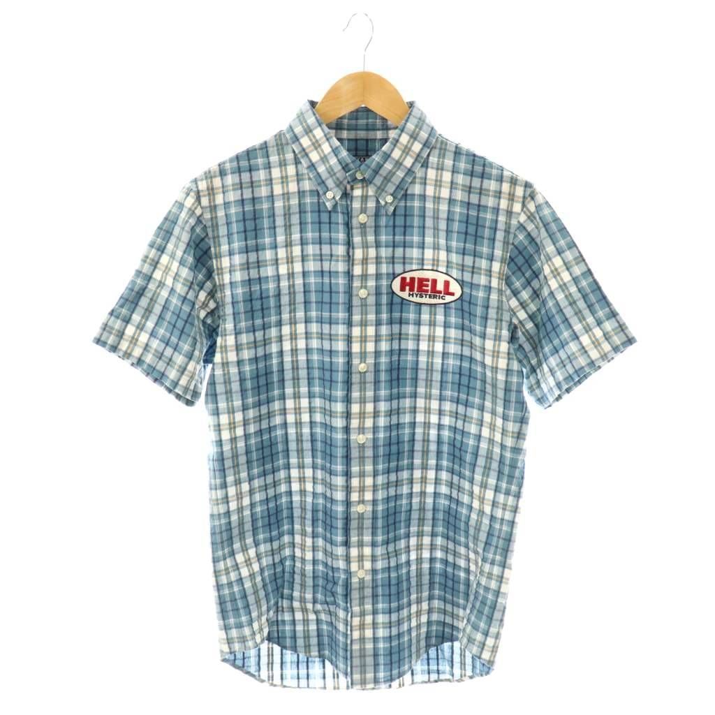 【中古】ヒステリックグラマー 24SS HELL刺繍ボタンダウンシャツ 半袖 チェック S マルチカラー /DO ■OS ■SH ヒステリックグラマー HYSTERIC GLAMOUR 24SS HELL刺繍ボタンダウン