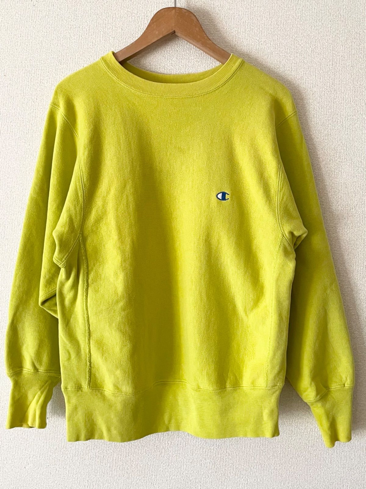 90s チャンピオン リバースウィーブ USA製 ライム イエロー 青目 