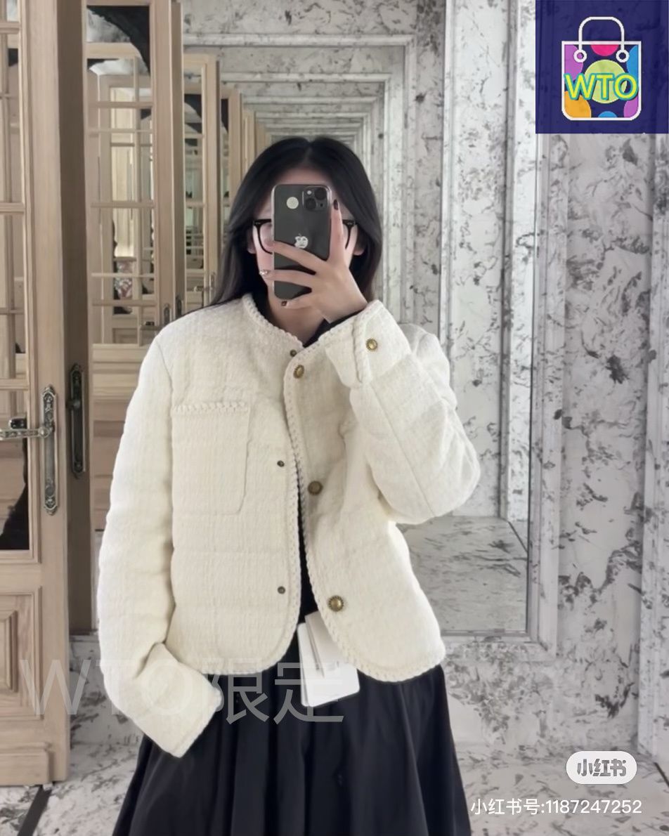 今日特価】Moncler モンクレール ツイードダウンジャケット リボン