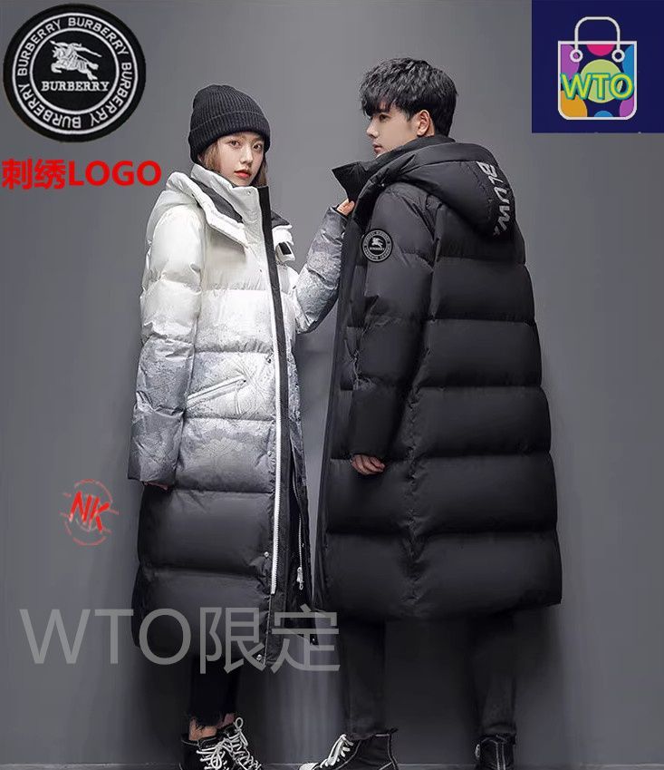 BURBERRY白ダウンジャケット フード付き（36）ダウン90%フェザー10