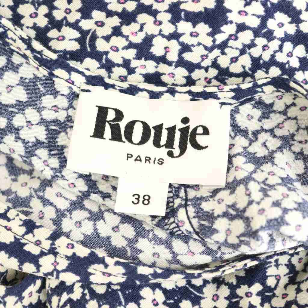 ルージュ Rouge GABIN 花柄 半袖 ラップドレス ワンピース 38 ネイビー