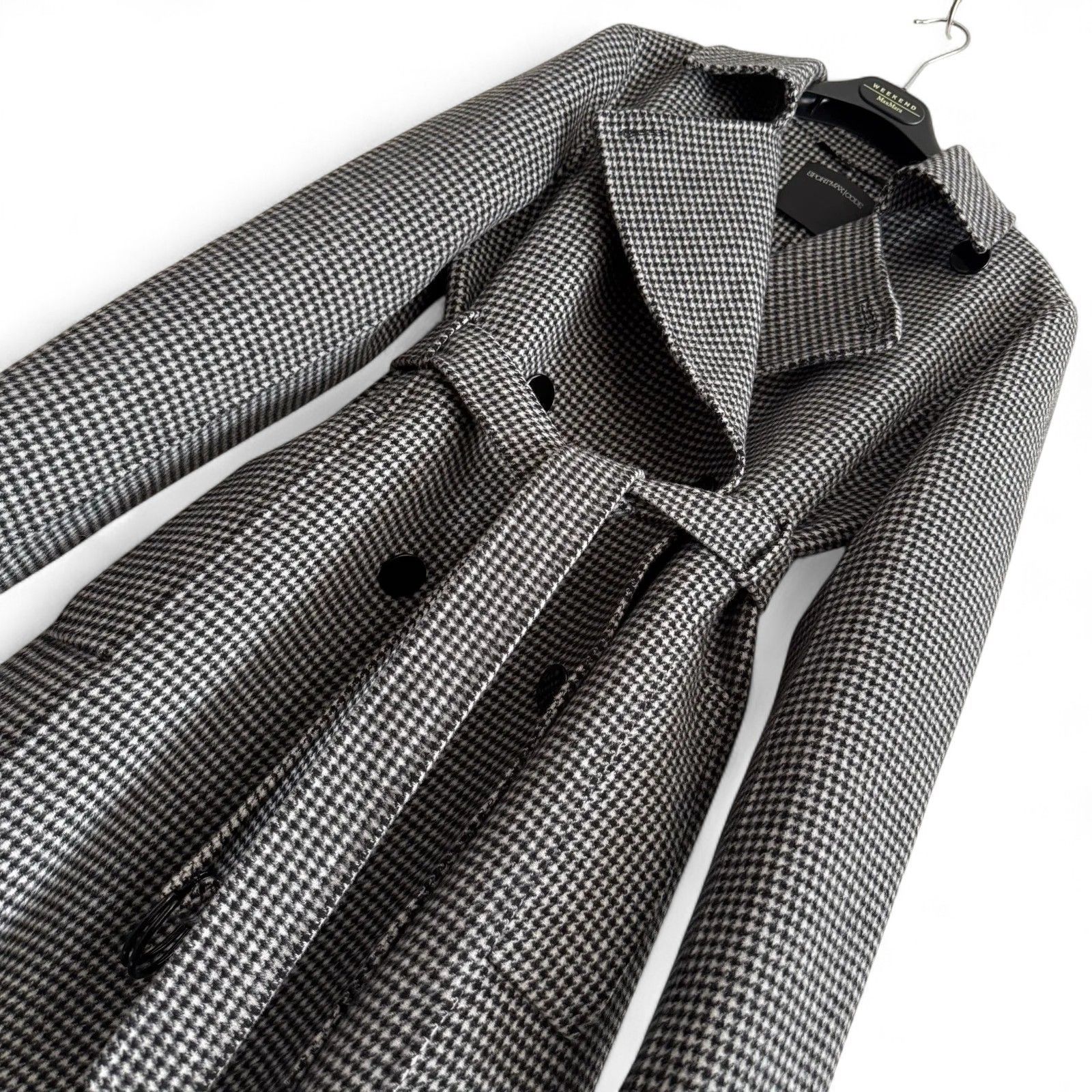 未使用級 現行 MaxMara クチートアマーノ 千鳥格子柄ウールロング