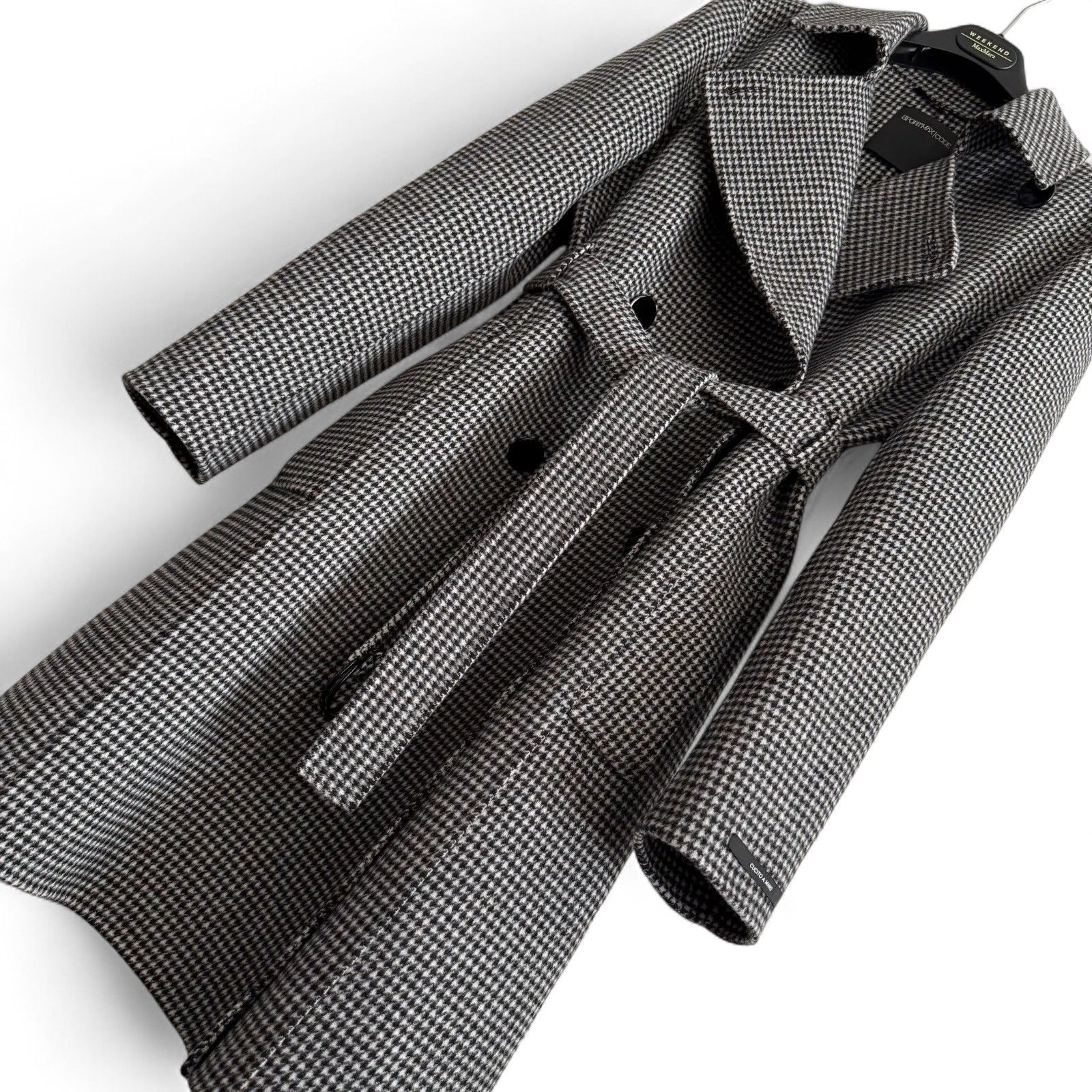 未使用級 現行 MaxMara クチートアマーノ 千鳥格子柄ウールロング