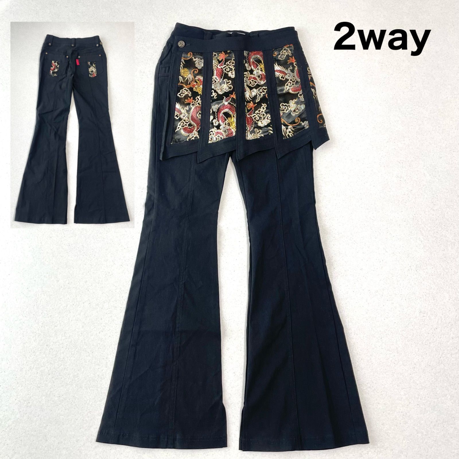 Y2K パンク Ozz On オッズオン チャイナモチーフ 巻きスカート フレア