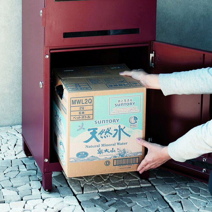  宅配ボックス付ポスト Marisa マリーザ PBX-020 ボルドー MOJYU 家庭用 個人用 一戸建て 一軒家 ポスト 郵便受け メールボックス 玄関 おしゃれ 宅配ボックス 物置 車庫
