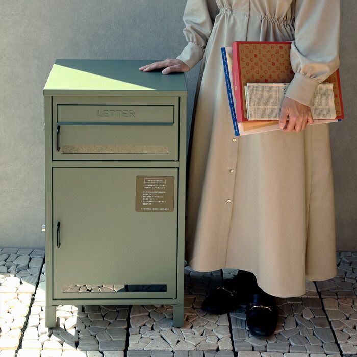 MOJYU 宅配ボックス付ポスト Gioele ジョエレ PBX-048 エバーグリーン 鍵付き 郵便ポスト ポスト一体型宅配BOX 玄関 おしゃれ モジュ