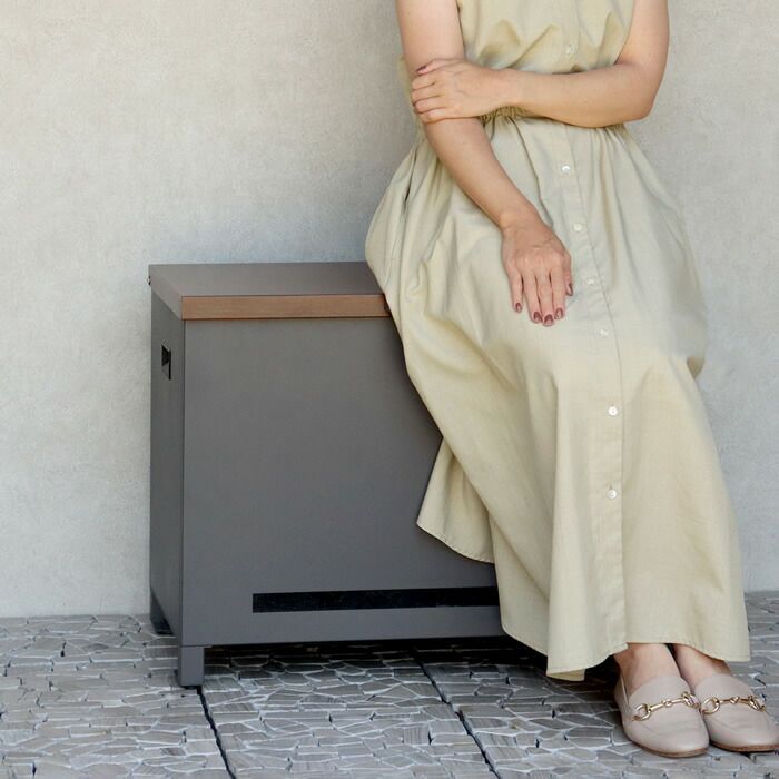 MOJYU ベンチ収納宅配ボックス Amato PBX-101 ダークグレー ブラウン木目