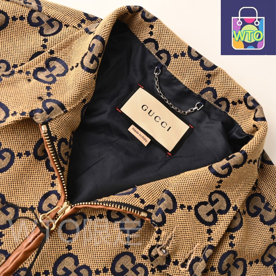 今日特価】GUCCI グッチ ダブルG満印帆布立襟ジャケット 原版提花生地