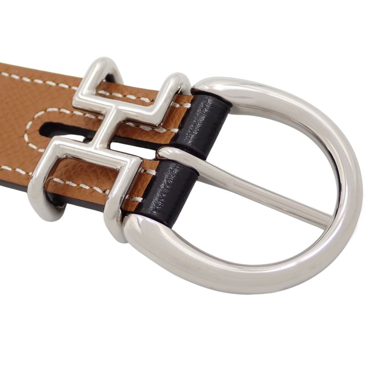 HERMES(エルメス) リバーシブルベルト トレンチ34 ゴールド ブラック黒