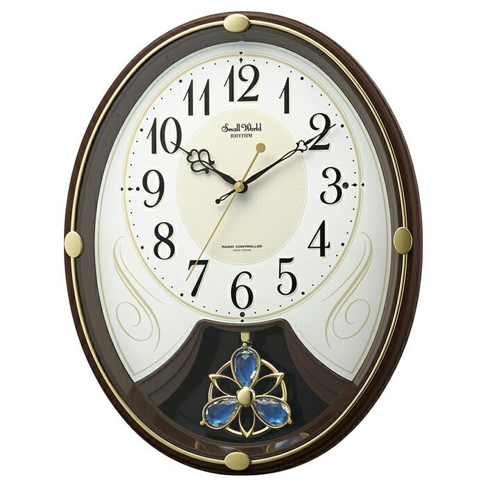 未使用 リズム時計 電波掛時計 スモールワールドリリィ 白 4MN528RH03