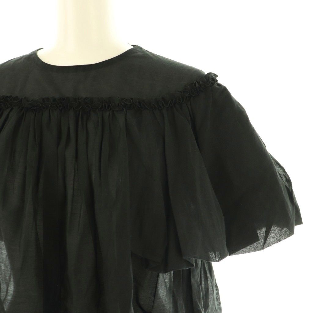 超美品ドゥロワー drawer コットンシルクオーガンギャザーブラウス ドゥロワー ショップ Drawer コットン シルク オーガンギャザー