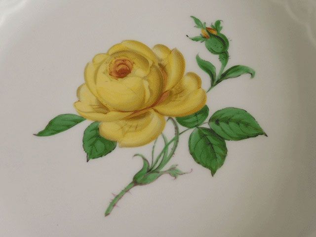 meissen マイセン イエローローズ 黄薔薇 プレート 透かし meissen