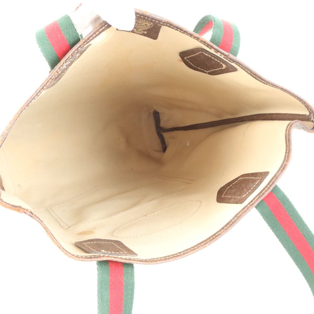 ヴィンテージ グッチ GGスプリーム シェリー ライン レザー トート