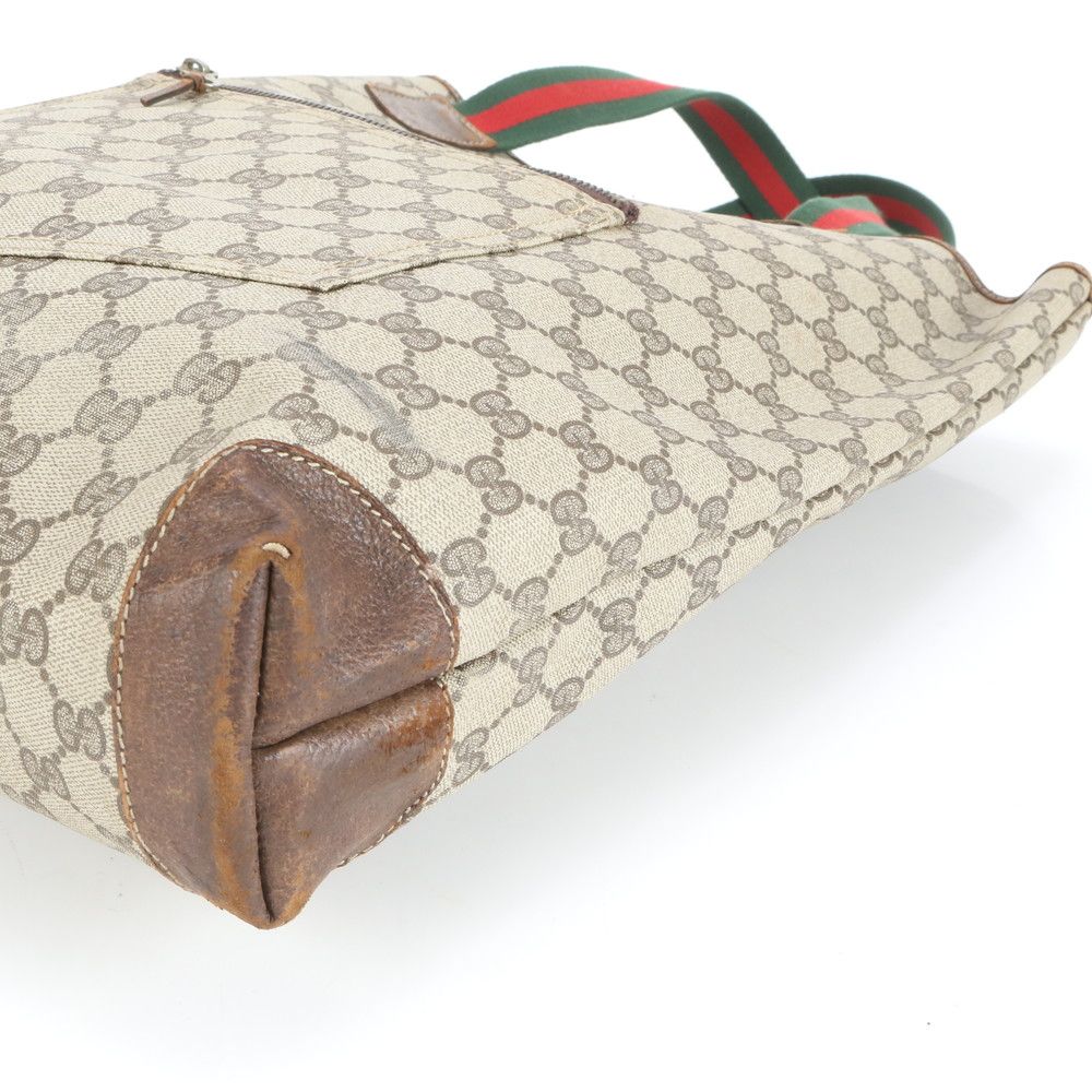 ヴィンテージ グッチ GGスプリーム シェリー ライン レザー トート