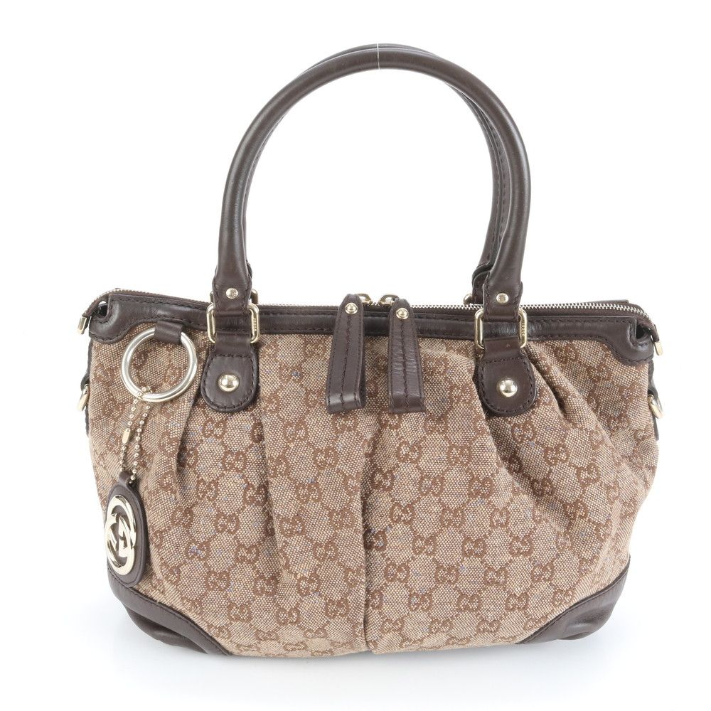 極美品 グッチ GGキャンバス スーキー 247902 レザー トート バッグ