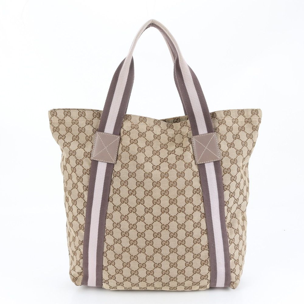 極美品 グッチ GGキャンバス シェリー ライン 189669 トート バッグ