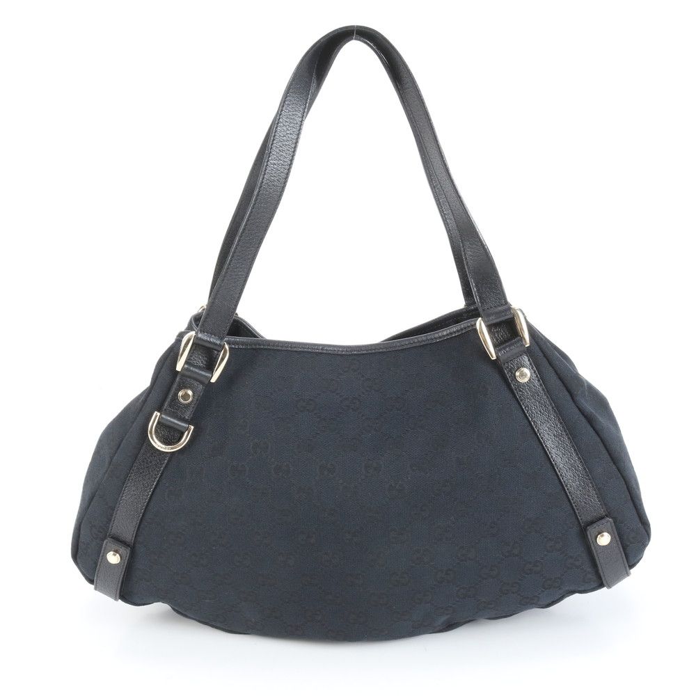 極美品 グッチ GGキャンバス アビー 130736 レザー トート バッグ