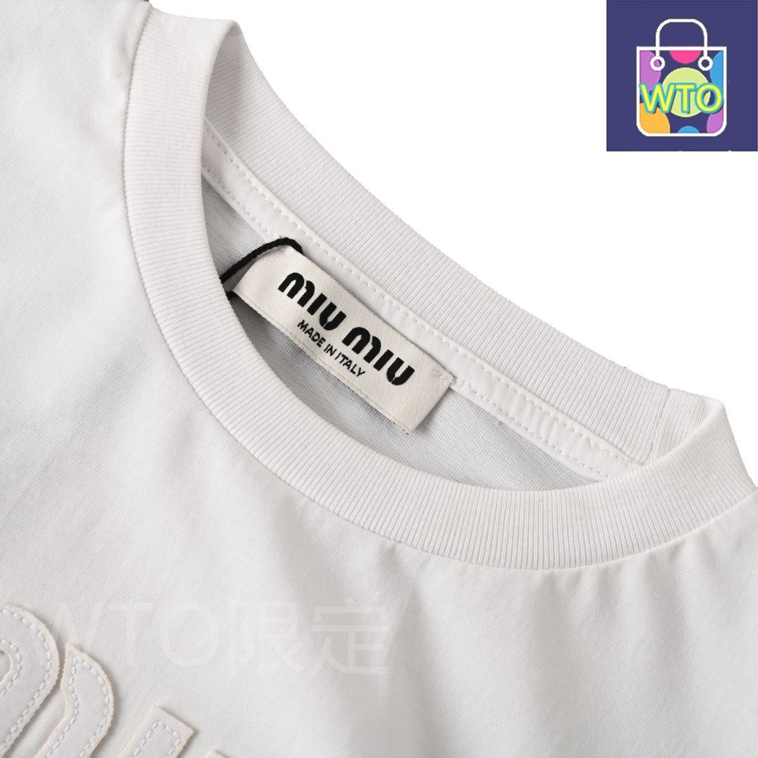 今日特価】MIU MIU ミュウミュウ アップリケ刺繍綿製ロングスリーブT