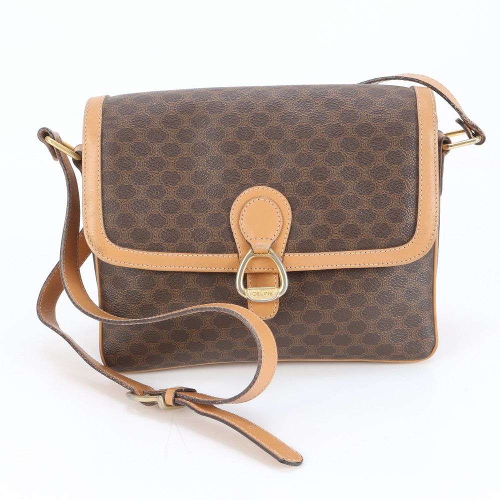 極美品 セリーヌ マカダム レザー ショルダーバッグ 斜め掛け ハンド