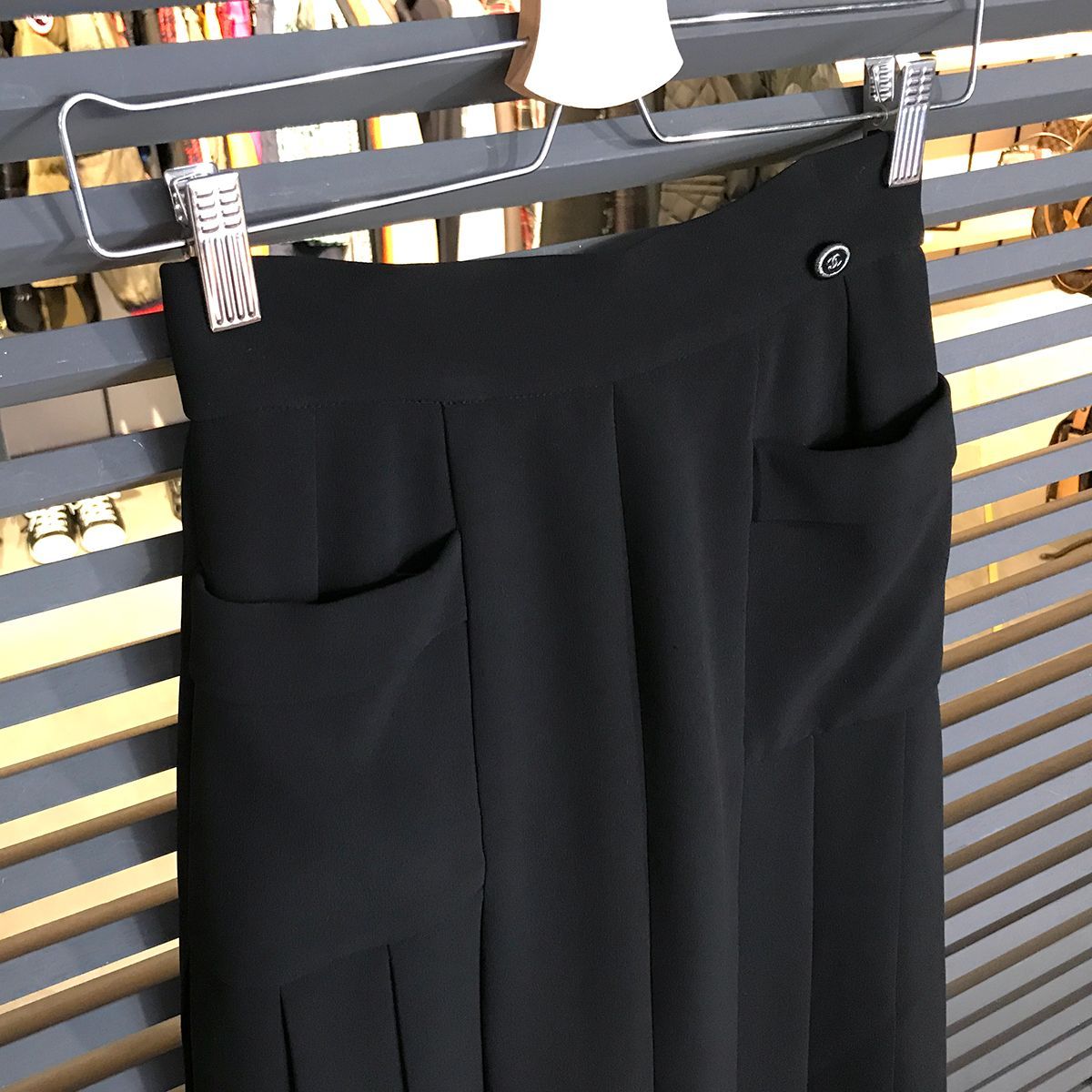 超美品 シャネル ココマーク 膝丈 プリーツスカート レディース