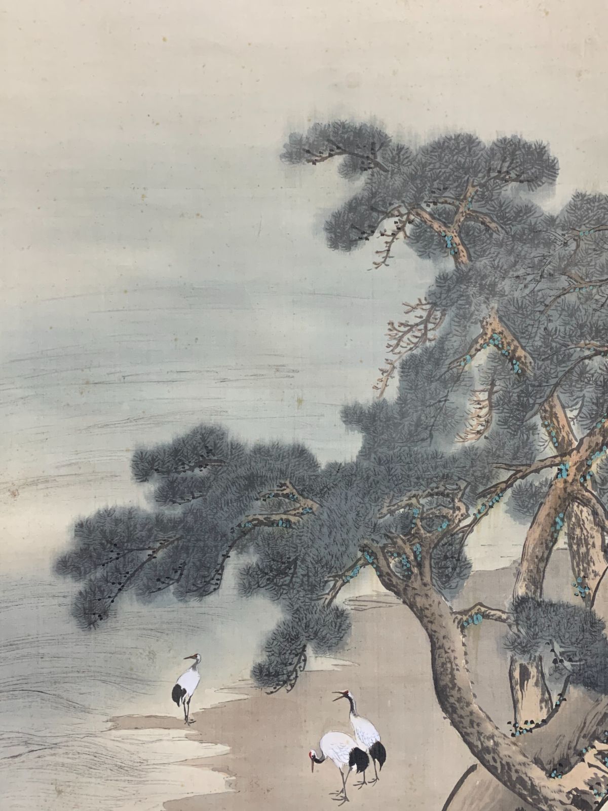 掛け軸】150 若山岳仙「老松群鶴図 大幅」花鳥 名古屋の人 #茶掛 #掛軸