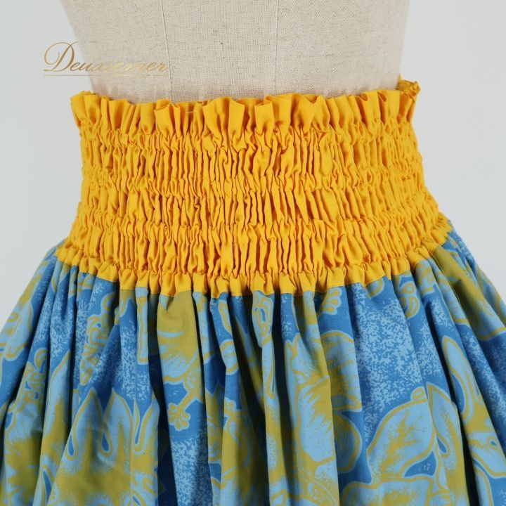 フラダンス 衣装 パウスカート ブルー系 ハイビスカス柄 ハワイアン