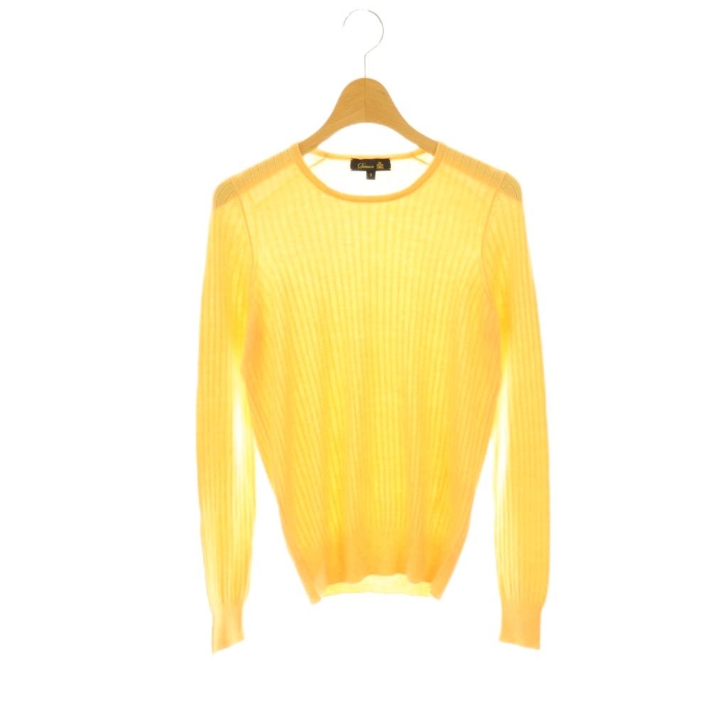 ドゥロワー Drawer 18Gカシミヤシルクリブクルーネックニット 1 黄