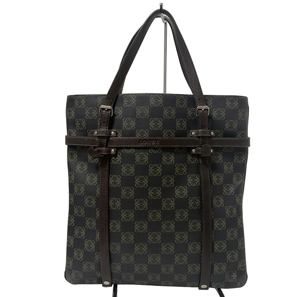 LOEWE ロエベ トートバッグ アナグラム柄 ダークグレー×ダークブラウン レザー