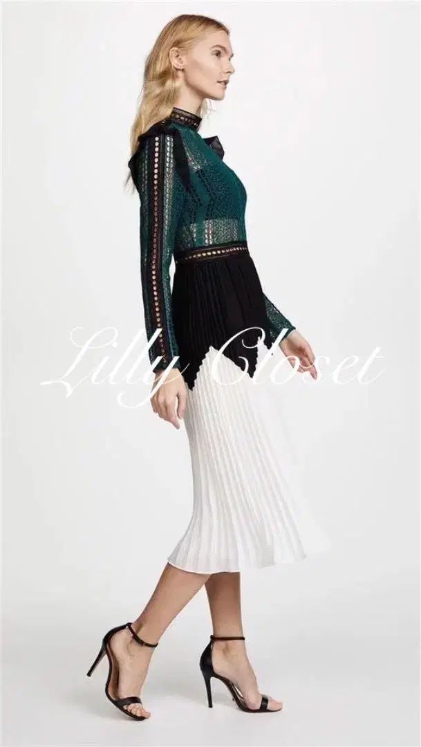 セルフ・ポートレイト レース プリーツ ロング ミディ ONE PIECE