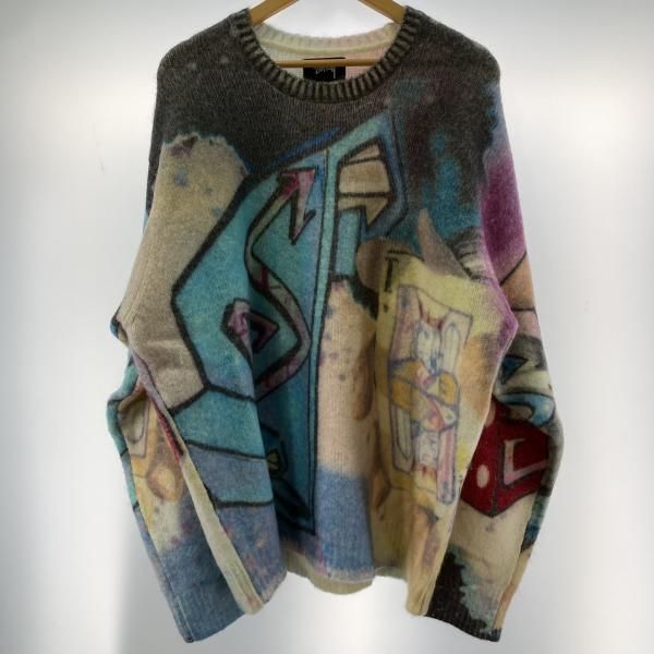中古】STUSSY Goldie Sweater Multi 総柄モヘヤセーター サイズXXL