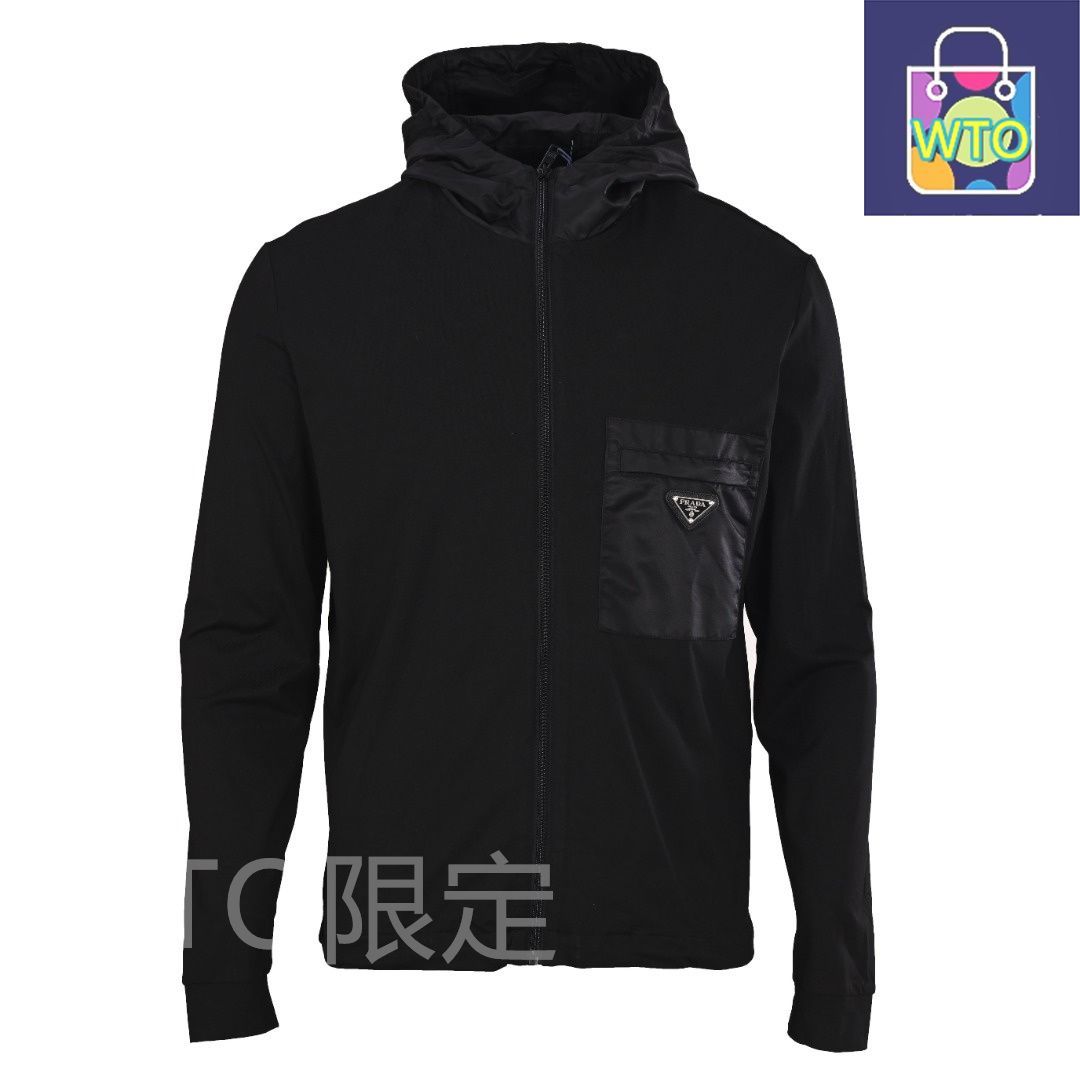 今日特価】Prada プラダ トライアングルジッパーパッチワークフード