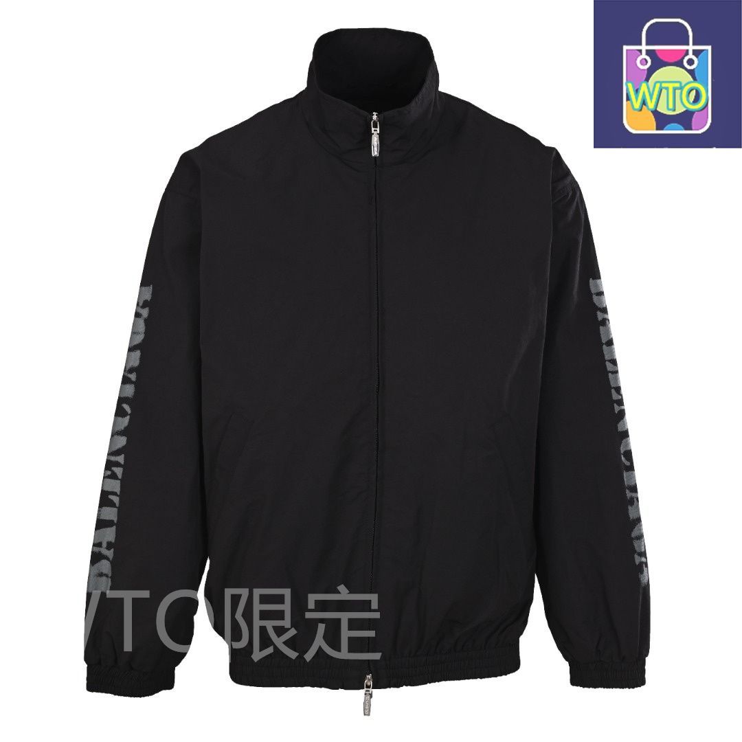 今日特価】Balenciaga バレンシアガ 腕文字プリントスタンドカラー