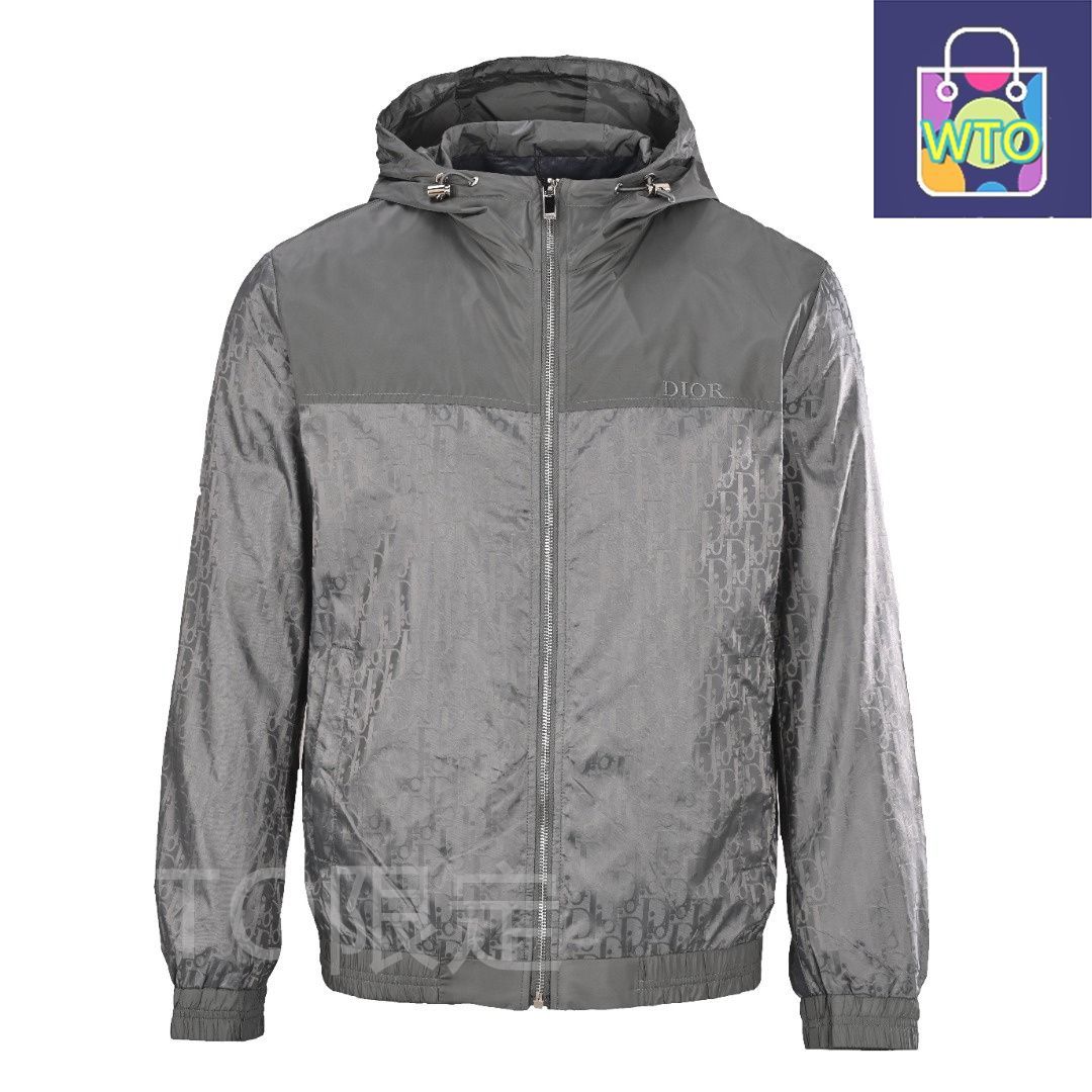 Dior ロゴプリント ジャケット 今日特価】Dior ディオール 胸元ロゴフルプリントパッチワークフード