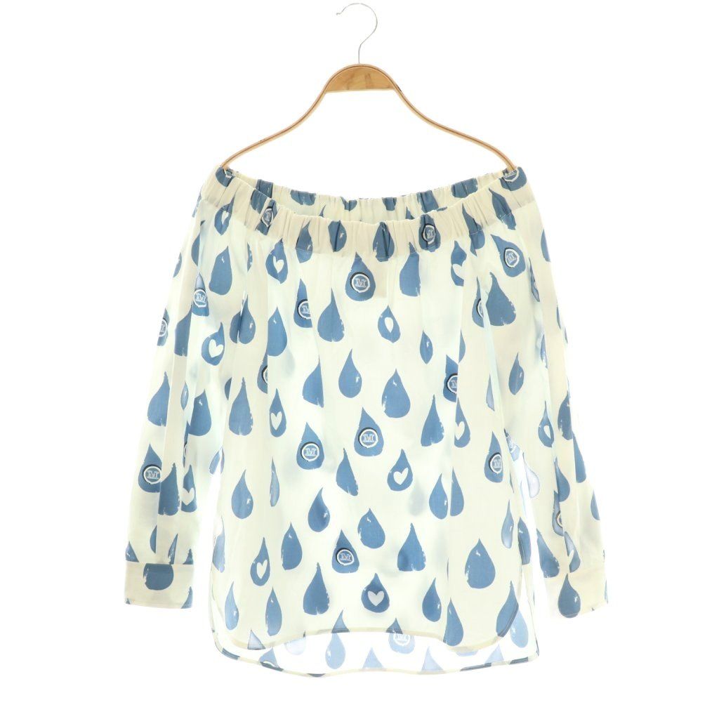 MaxMara オフショルダー ブラウス マックスマーラ MAX MARA 白タグ Mロゴ オフショルダーブラウス 総柄