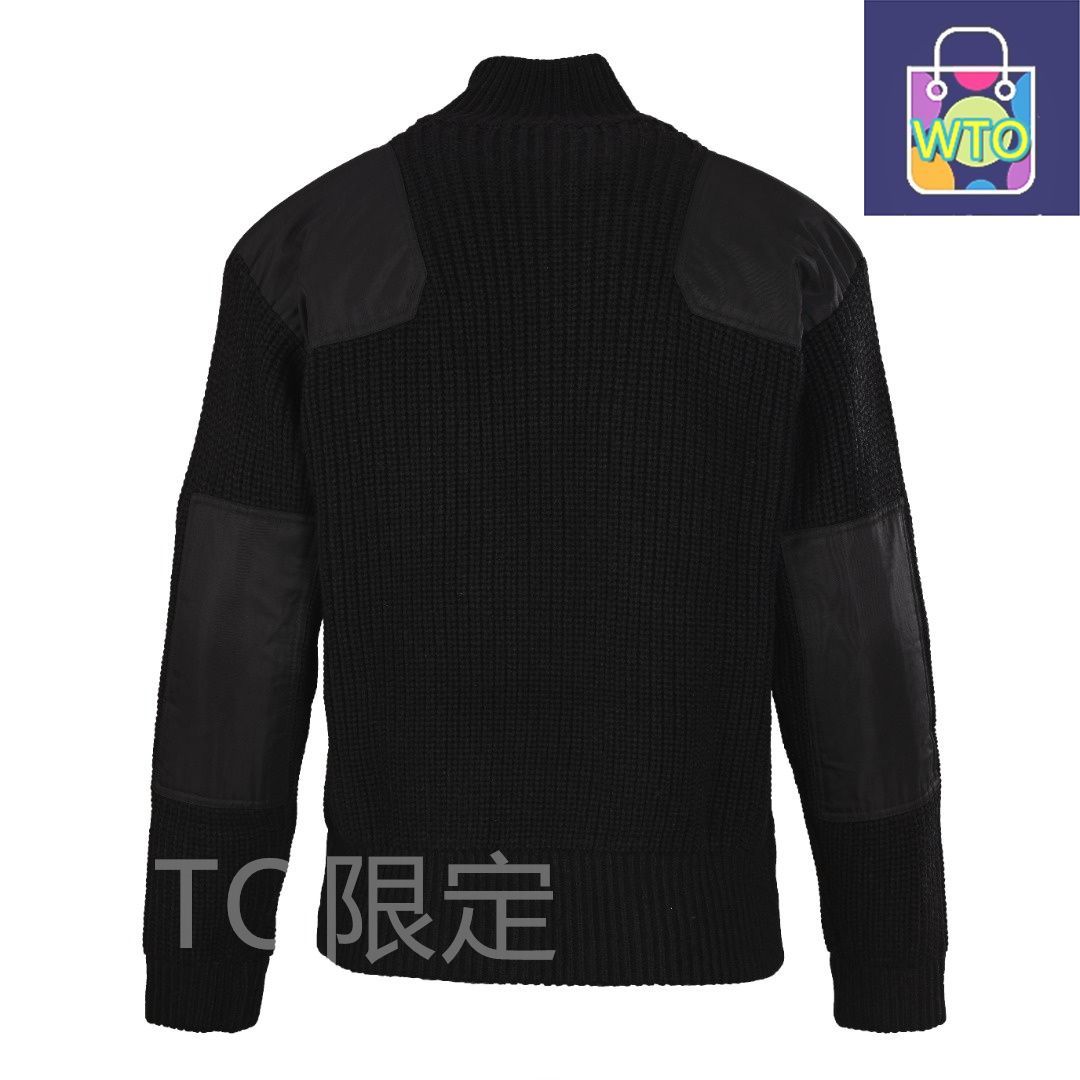 PRADA プラダ ウール×レザー ニットジャケット サイズ46 今日特価】Prada プラダ 三角標パッチワークニットジャケット