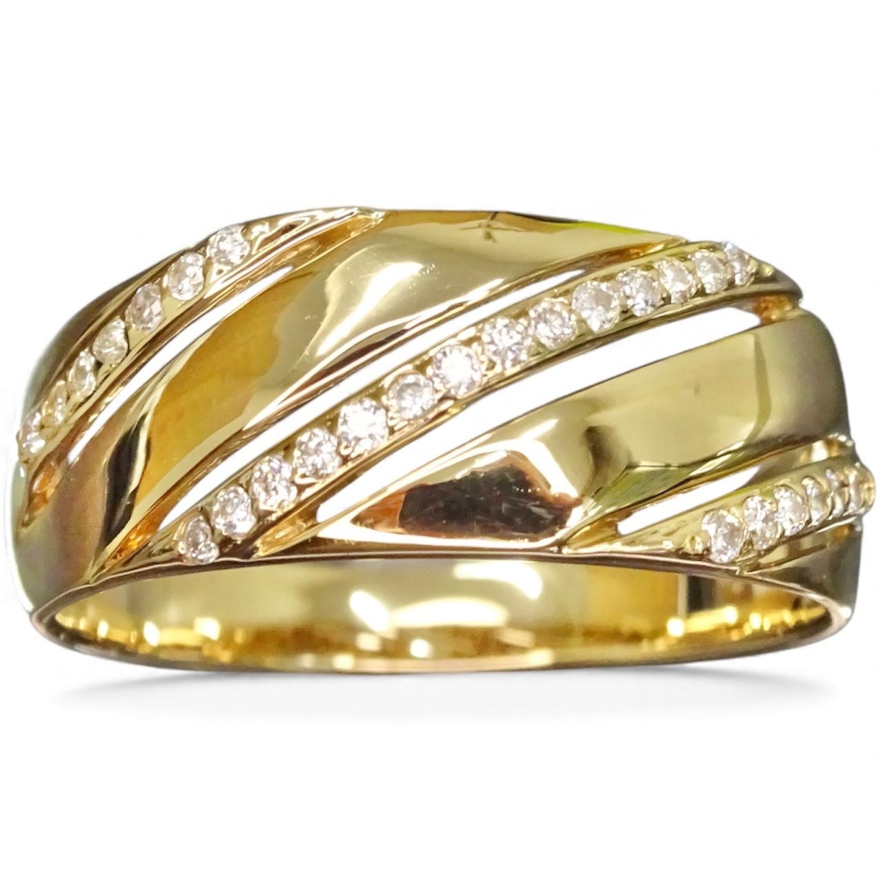 18金 K18 ゴールド GOLD 750 天然ダイヤモンド0.14ct 透かし デザイン 