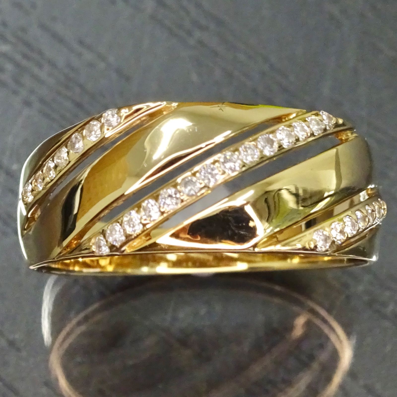 18金 K18 ゴールド GOLD 750 天然ダイヤモンド0.14ct 透かし デザイン 
