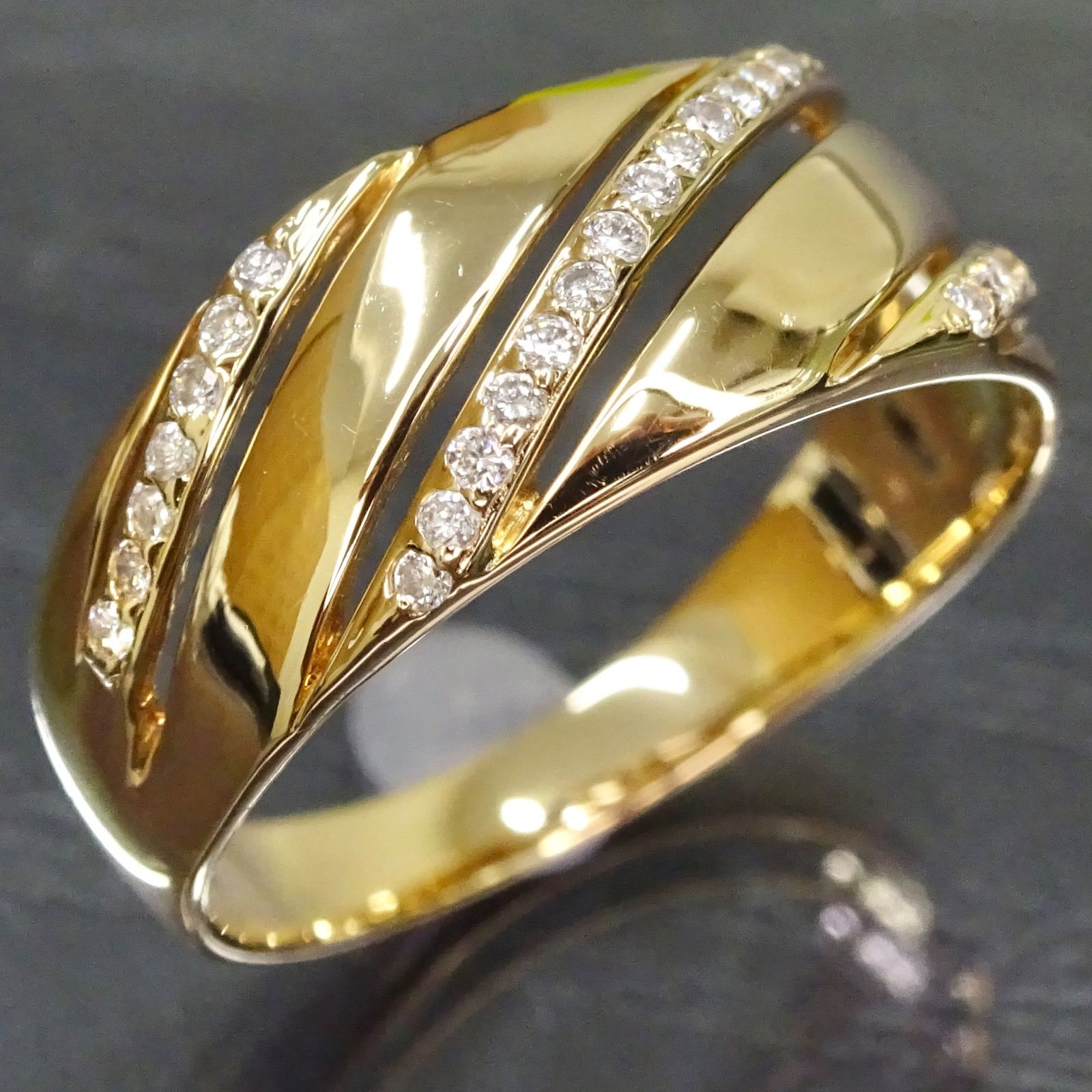18金 K18 ゴールド GOLD 750 天然ダイヤモンド0.14ct 透かし デザイン 