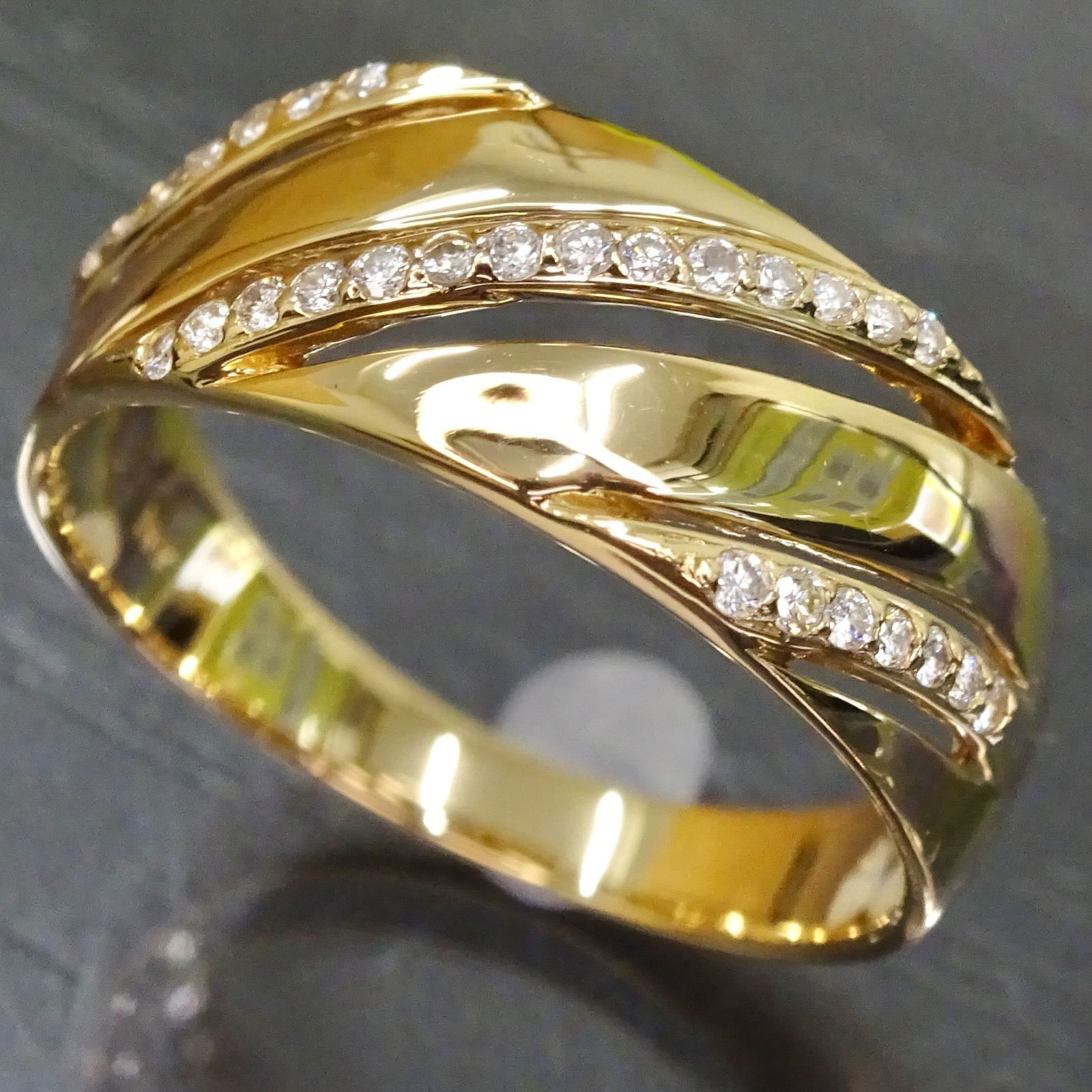 18金 K18 ゴールド GOLD 750 天然ダイヤモンド0.14ct 透かし デザイン 