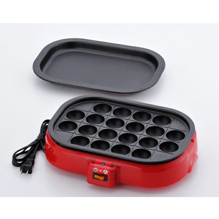 新品】HOME SWAN 着脱式電気たこ焼器 20穴 平プレート付き レシピ付き