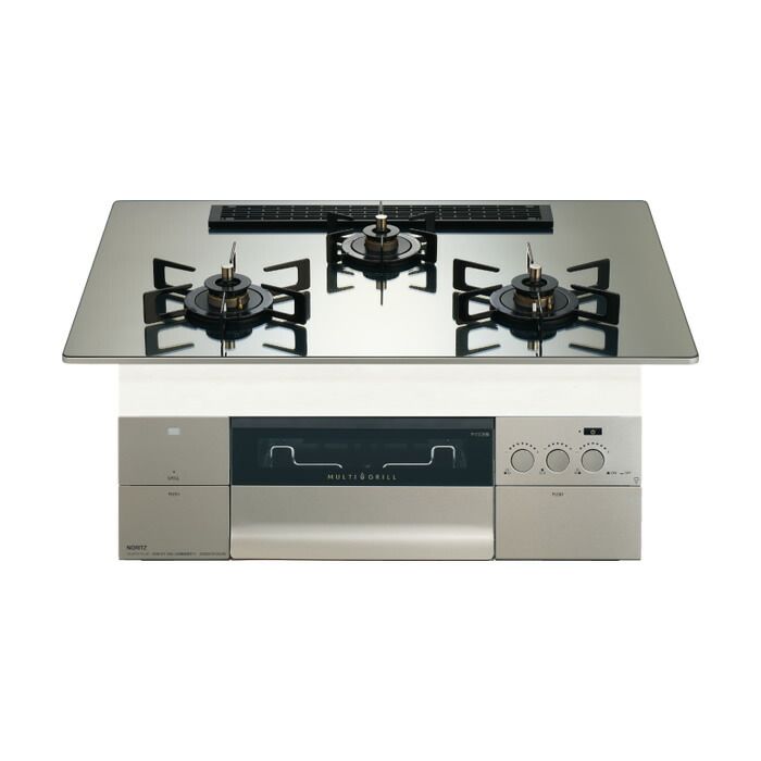 ノーリツ 都市ガス用 75 cm天板ビルトインコンロ PROGRE S FLAT プラチナシルバー 13 A