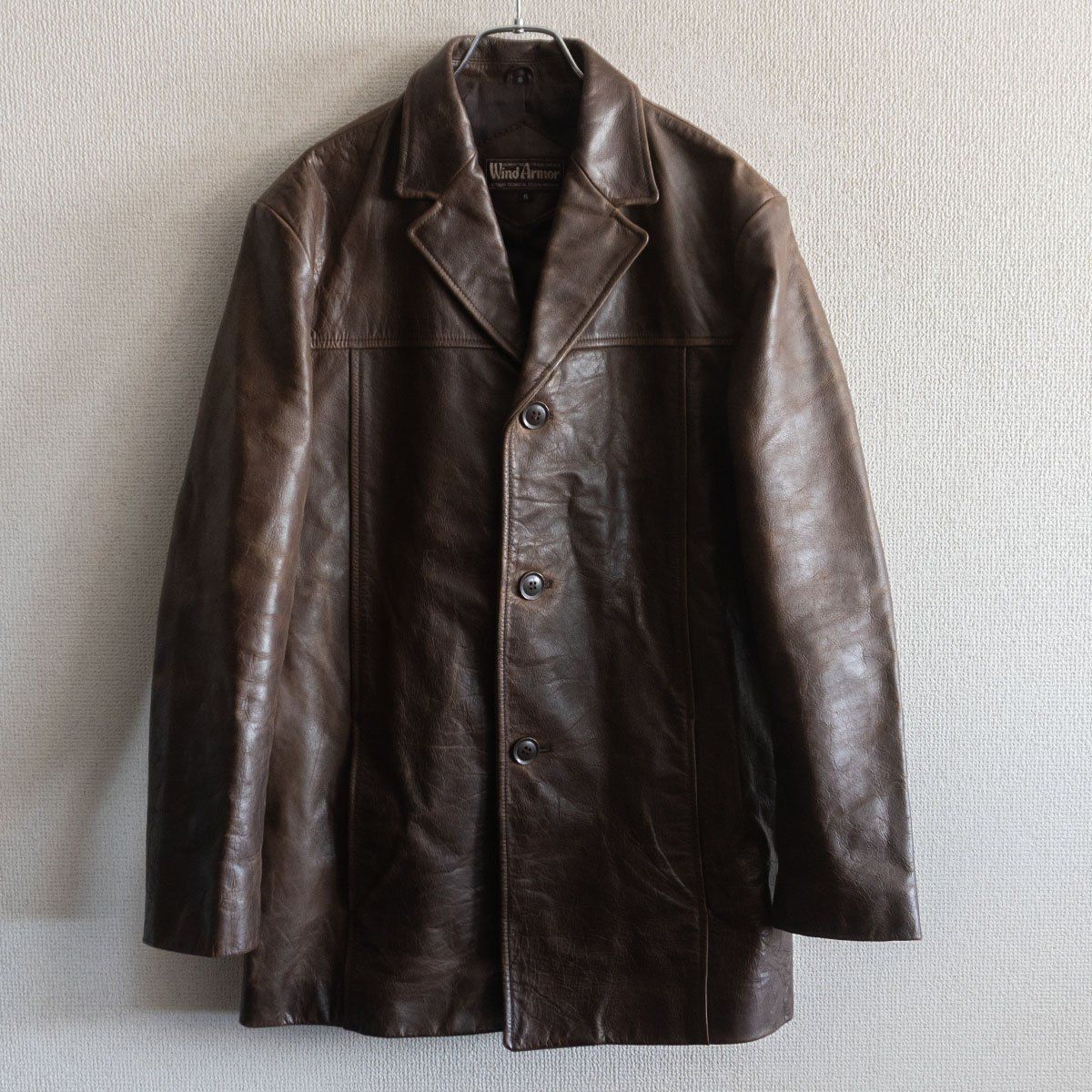 雰囲気抜群】WIND ARMOR【レザー カーコート】S ブラウン ウインド