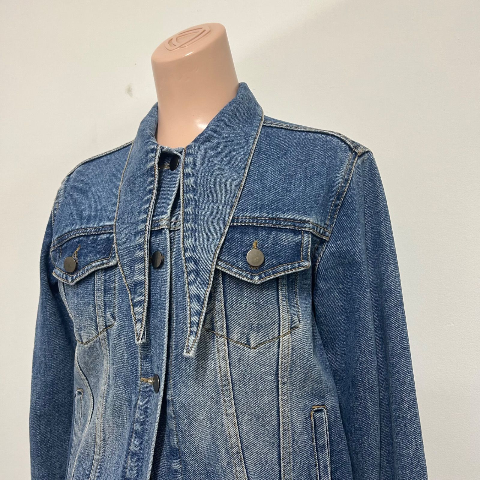 美品】 machatt マチャット デザイン襟 デニムジャケット ダメージ加工 