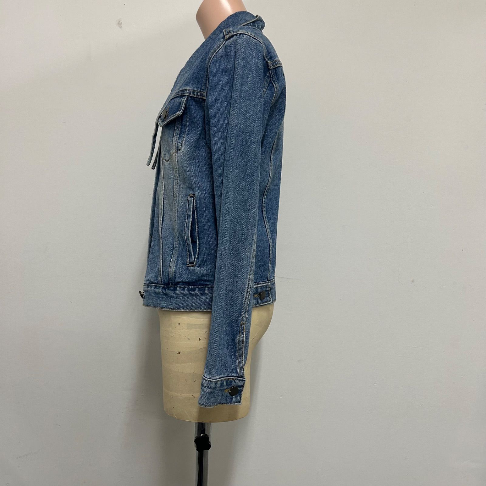 美品】 machatt マチャット デザイン襟 デニムジャケット ダメージ加工 