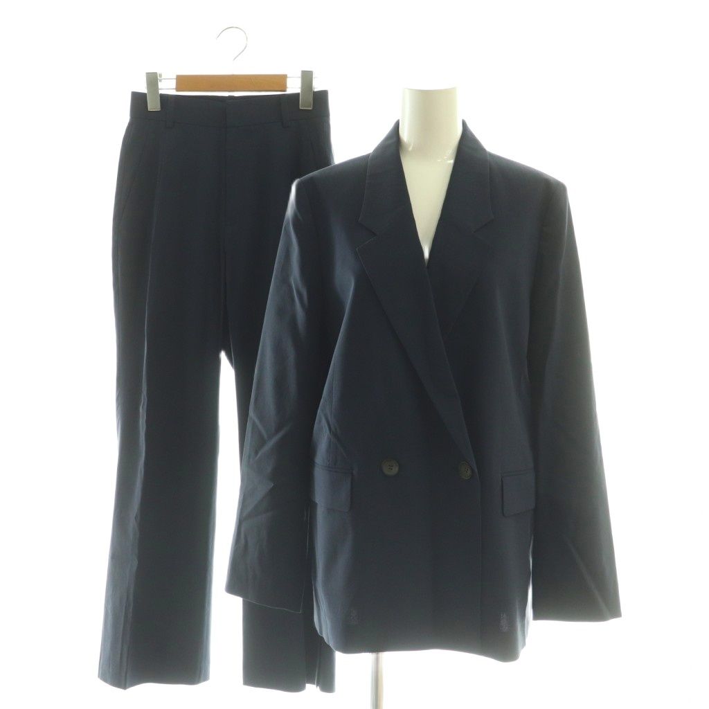 【中古】イエナ IENA 25SS MANTECO ダブルジャケット スリットパンツ セットアップ スーツ 36 34 ネイビー イエナ IENA 25SS MANTECO ダブルジャケット スリットパンツ