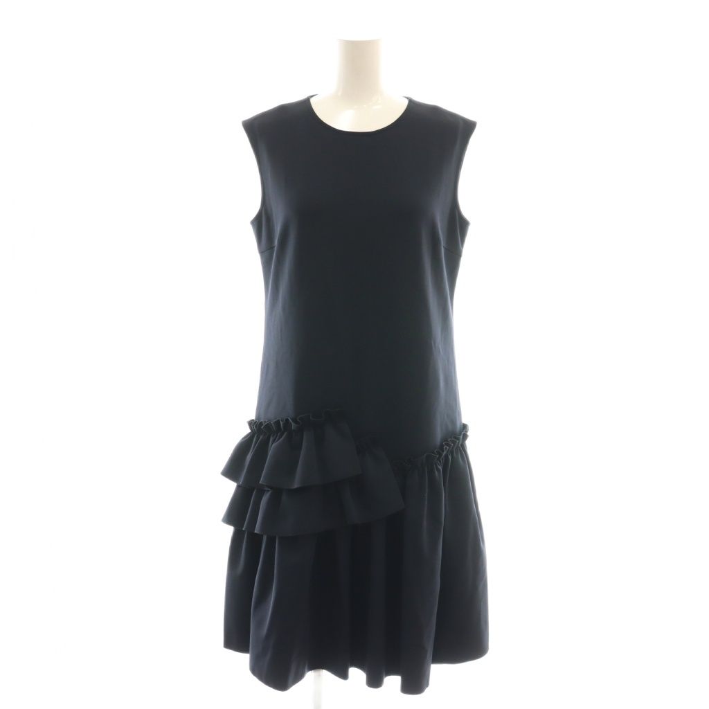 【中古】ルネ Rene ベーシック ルネ ギャザーフリルワンピース ノースリーブ 34 ネイビー /ES ■OS レディース ルネ Rene ベーシック ルネ ギャザーフリルワンピース ノースリーブ 34