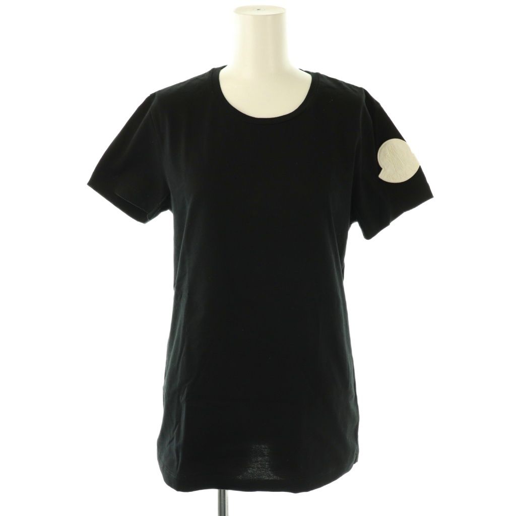 【中古】モンクレール MONCLER ロゴワッペン 半袖 Tシャツ カットソー M ブラック /ES ■OS レディース モンクレール MONCLER ロゴワッペン 半袖 Tシャツ カットソー M