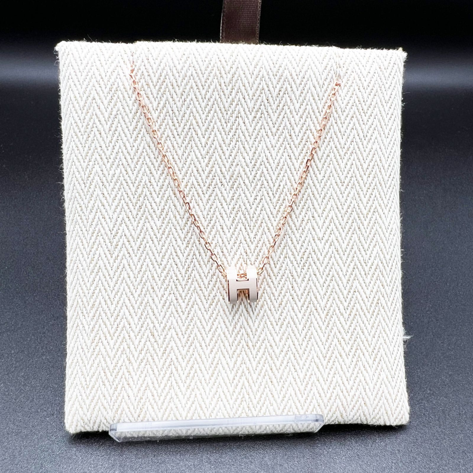 新品HERMES ミニポップH ネックレス 白 × ピンクゴールド 新品HERMES