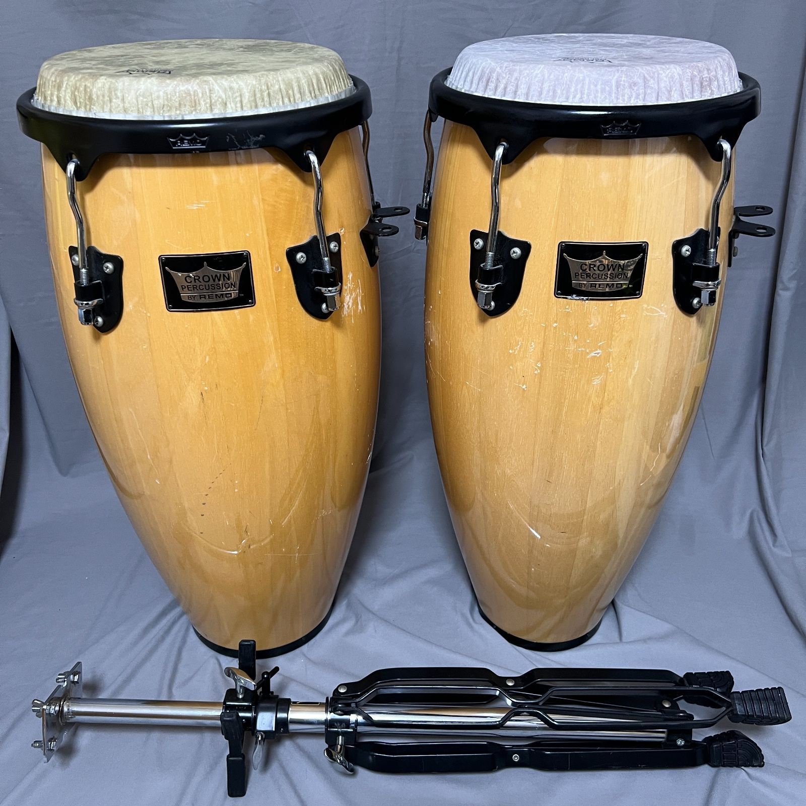 REMO/レモ コンガ ペア CROWN PERCUSSION ★スタンド付属 配送不可】【現地（東京）引き渡しのみ】REMO/レモ コンガ ペア CROWN